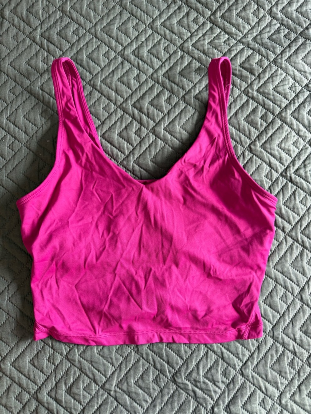 Women's Cropped athletic Tank  - Bright Pink built in bra